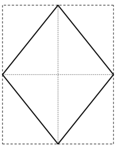 ひし形の4つの頂点にぴったり接する長方形の図