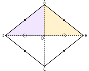 ひし形の対角線で分けられた三角形の図