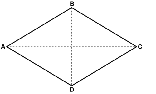 対角線AC=10cm・BD=6cmのひし形ABCDの図