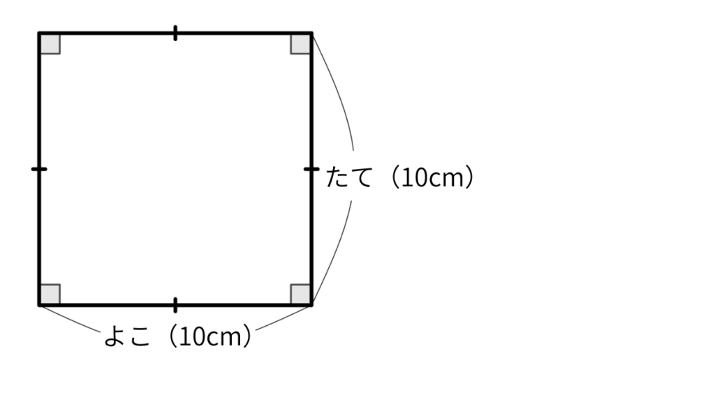 一辺10cmの正方形の図