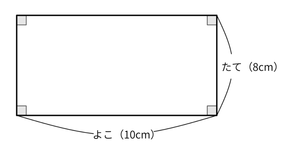 たて8cm・よこ10cmの長方形の図